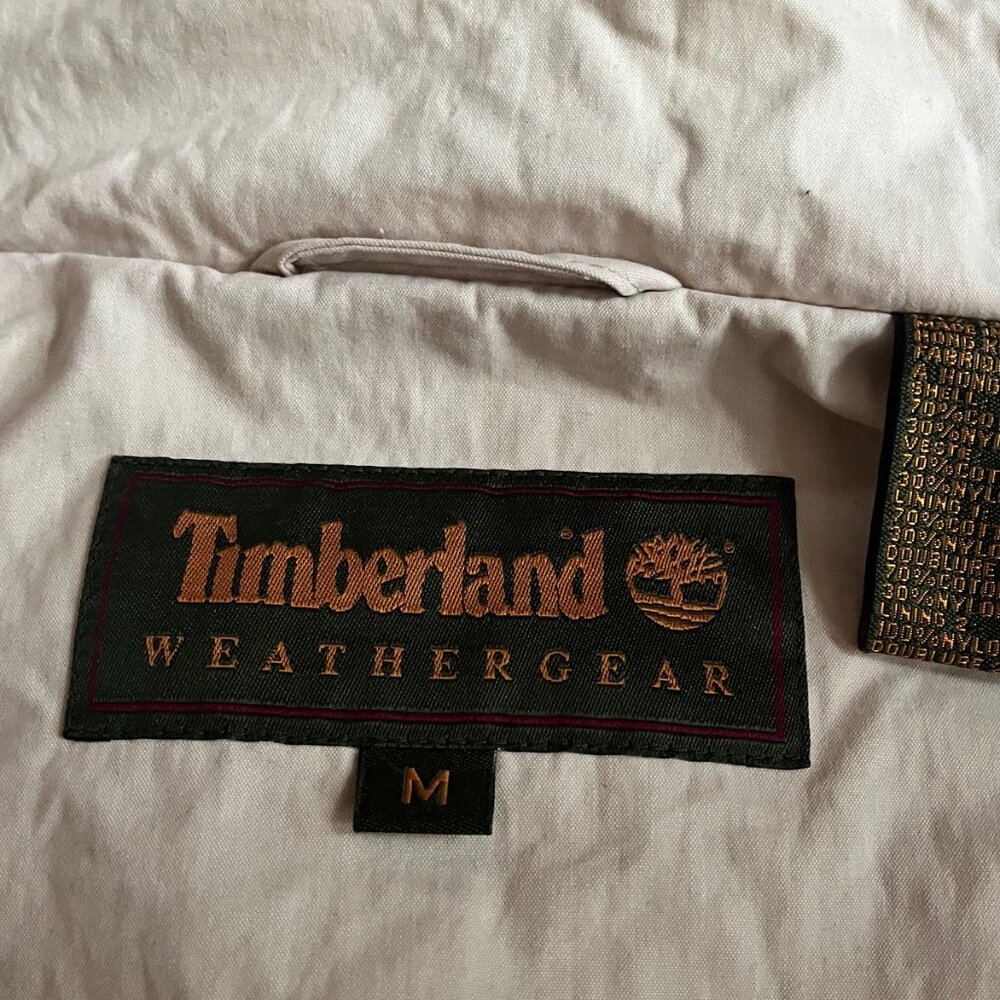 Timberland Weather Gear w/ hood  Zip Up Button Up Beige Collared Jacket  SZ M - Picture 9 of 11